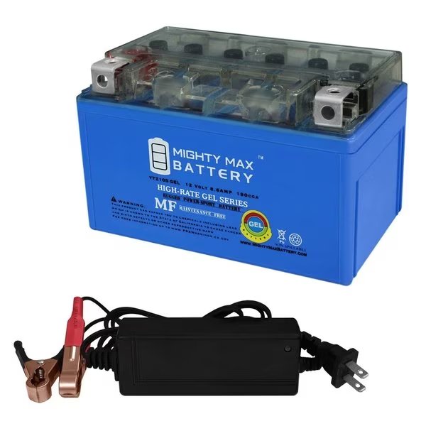 YTZ10S GEL Replaces Yamaha YZF R1 1000 YZFR1YCW 09 With 12V 2Amp Charger, Mighty Max Battery, Mfr#: MAX3867554